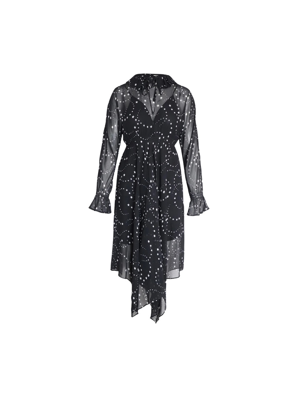 Maje Black Star-Print Sheer Blouse